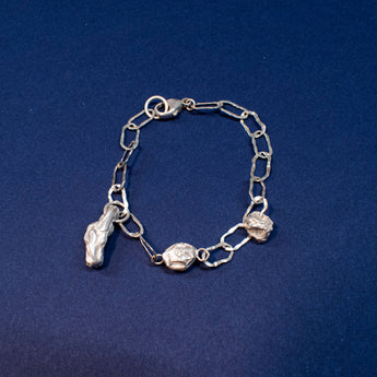 Silver Textured Treasure Charm Bracelet
