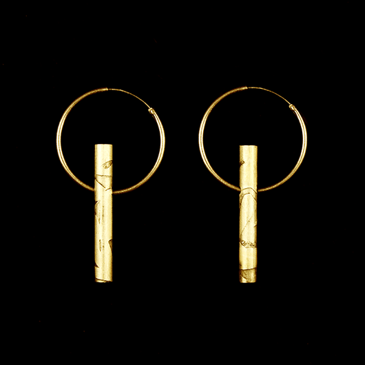 Laura Nelson Contemporary Jewellery - Gold Plated Carse Tube Hoops