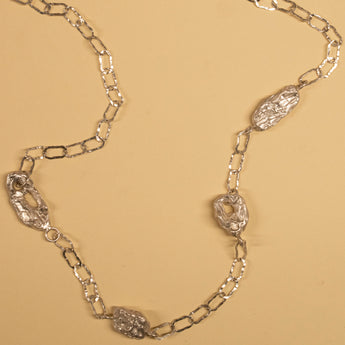 Silver Textured Treasure Statement Necklace