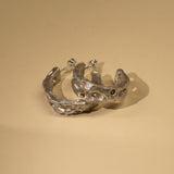 Silver Textured Treasure Chunky Hoops - with peridot, black sapphire, yellow sapphire and aquamarine